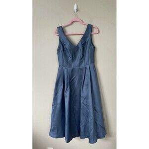 Oleg Cassini Women Dress Midi Blue Fit Flare Preppy Wedding Retro Sz 10 New